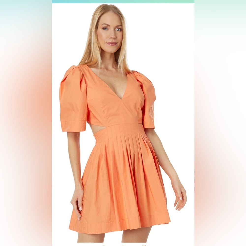 En Saison 100% cotton Orange Puff Sleeve Dress